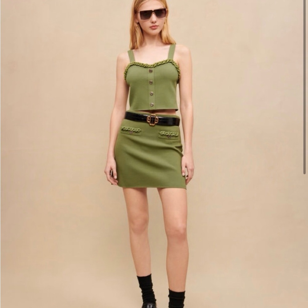Maje Khaki Mini Skirt